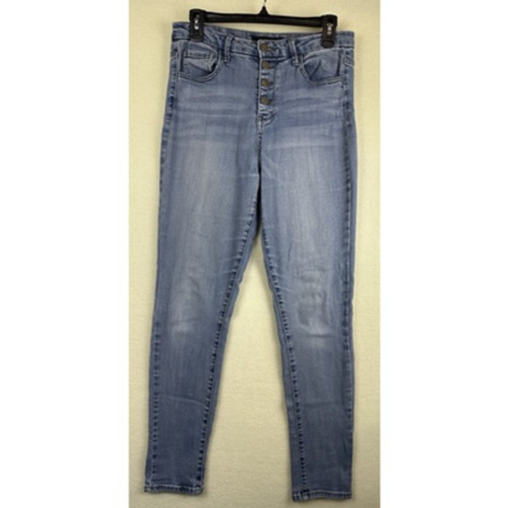 Black Label Jeans Womens Blue Denim Size 9 Waist 30 Slim Leg Tapered Button Fly